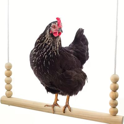 Premium Chicken Swing Toy - Durable Wood Stand For...