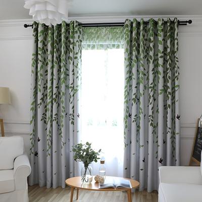 1pc Leaf Printed Blackout Curtains, Home Decor