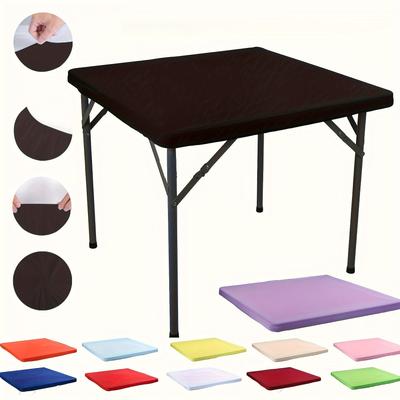 1pc Stretchy Square Table Cover Elastic Spandex Tablecloth For Indoor/outdoor Dining And Parties Washable And Foldable Includes Polyester Picnic Table Top Cover (table Cover Only)