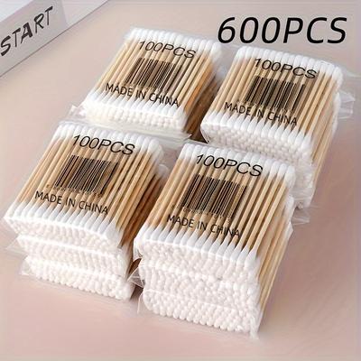 600pcs Cleaning Cotton Swabs, Double Round Tip Design For Ear Nose Clean, Excellent Beauty Tools With Storage Bag For Effective Makeup And Personal Care, Great For Daily Home Use & Outdoor