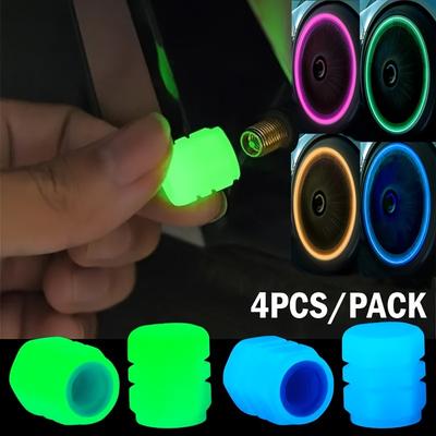 4pcs Luminous Valve Caps, Fluorescent Night Glowin...
