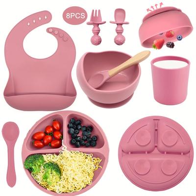 8pcs/set, Baby Silicone Tableware Set, Food Supplement Baby Cutlery Easter Gift