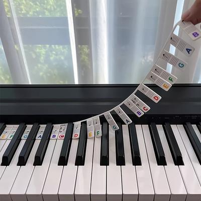 Rainbow-colored Silicone Piano Keyboard Note Label...