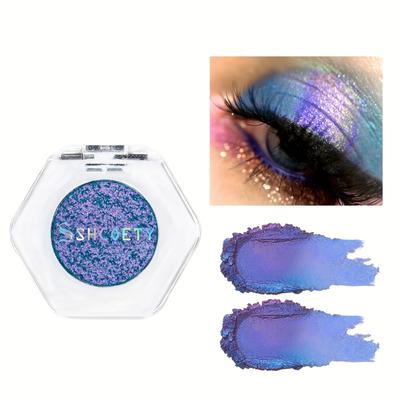 Monochromatic Chameleon Eyeshadow Palette, Mashed Potato Texture Fluorescent Sparkle Eyeshadow Powder, Suitable For Party Music Festival Masquerade ( 03, Blue And Purple )