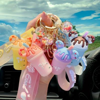 1pc Creative Cute Candy Color Ice Cream Cup Keycha...