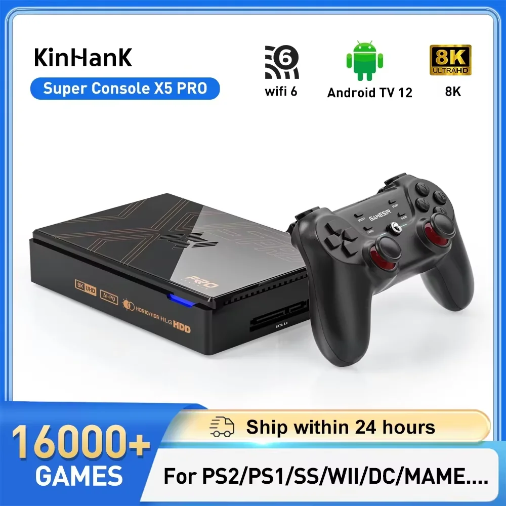 Kinhank Super Console X5 PRO Retro-Videospielkonsolen Plug-and-Play 4T mit 16.000 Spielen für PS2/WII/SS/DC/N64/MAME Image
