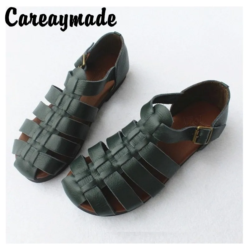 Careaymade-Sommer erste schicht rindsleder strick retro Japanischen flache weichen boden sandalen original-single waren leder sandalen