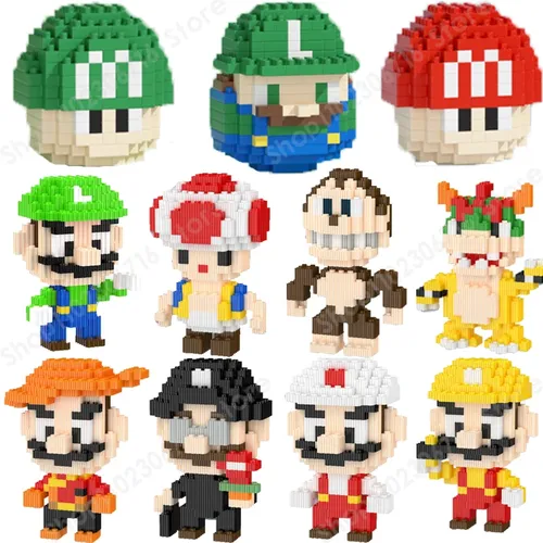 Super Mario Spielzeug Bausteine Kröte Yoshi Luigi Bowser Cartoon Kinder Puzzle DIY Puzzle Bausteine