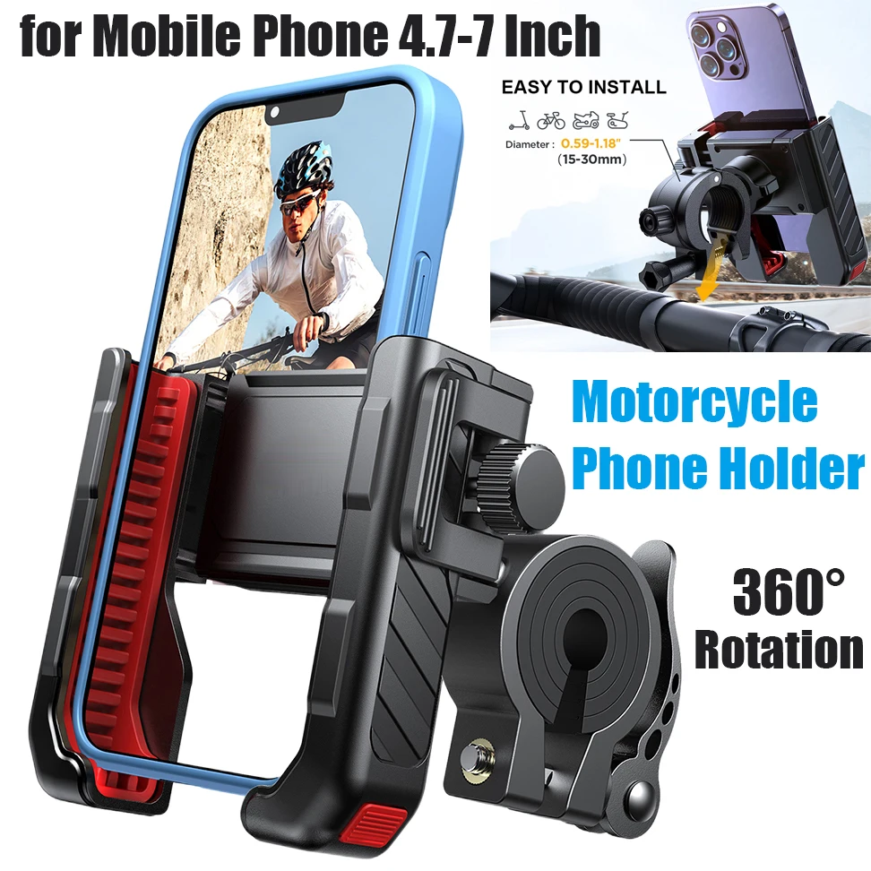 Motorrad Telefon halter Handy Ständer 360 ° GPS Halterung Aluminium legierung MTB Fahrrad Telefon Fahrrad Lenker halterung Telefon halter Image