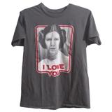 Disney Tops | Disney Parks Star Wars Short Sleeve Tee Shirt Size M Gray Princess Leia I Love Y | Color: Gray/Red | Size: M