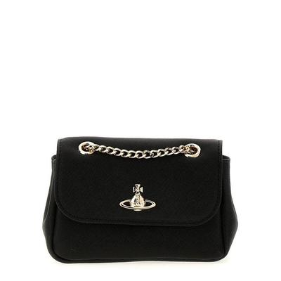 'Saffiano Small Purse' Crossbody Bag - Black - Vivienne Westwood Shoulder Bags