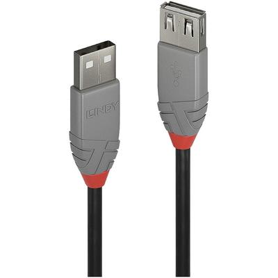 Lindy - USB-Kabel usb 2.0 usb-a Stecker, usb-a Buchse 2.00 m Schwarz, Grau 36703 Image