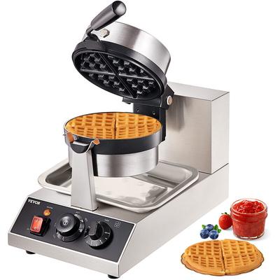 Mophorn - vevor Rundes Waffeleisen Waffel 1300 w, Kontaktgrill Belgische Waffeleisen 4 Stk. Image