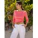 J.McLaughlin Women's Goldie T-Shirt Pink, Size Medium | Cotton