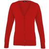Premier Womens/Ladies Button Through Long Sleeve V-neck Knitted Cardigan (Rot)