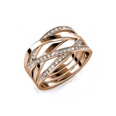 Criss Cross Ring - Rose Gold und Kristall