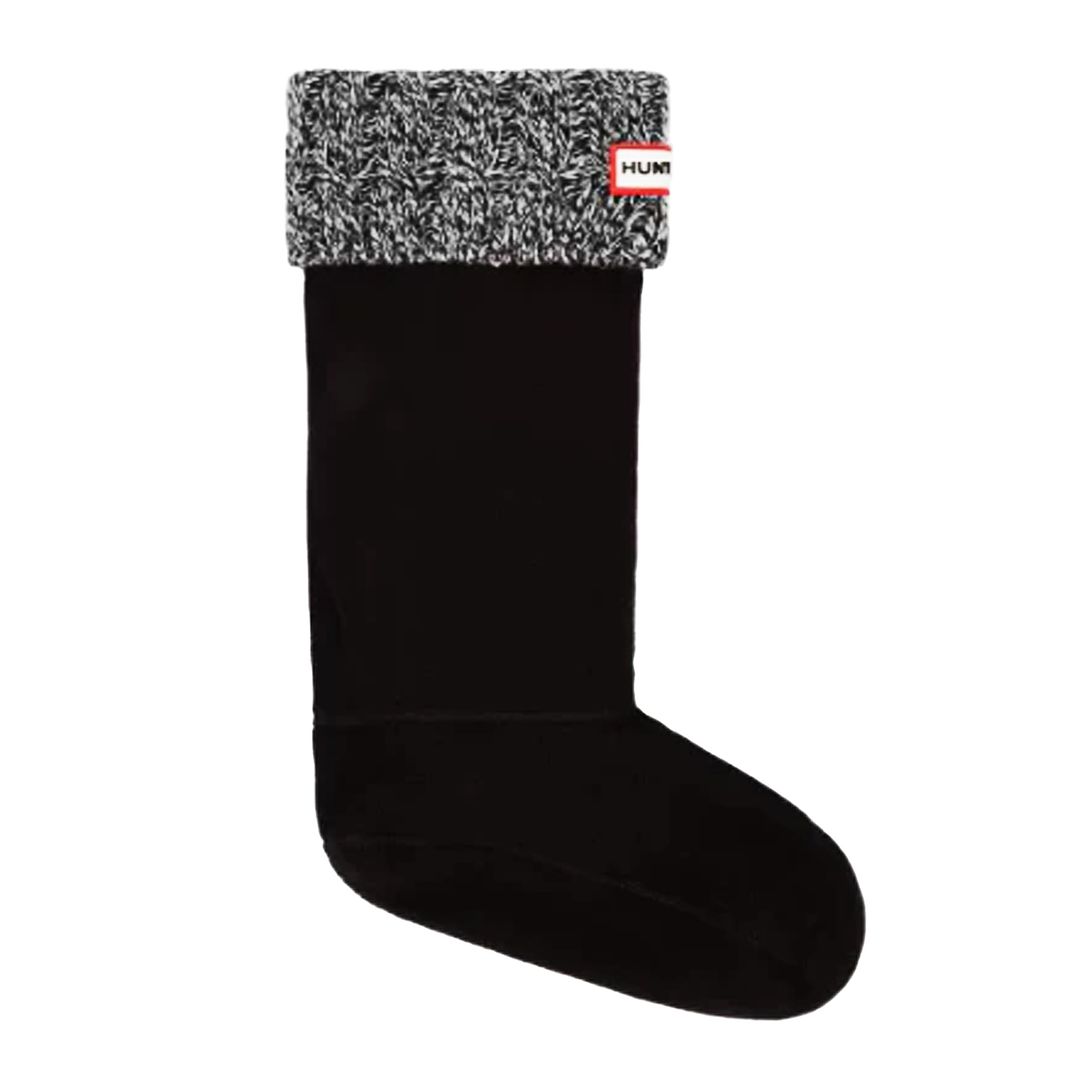 Jäger 6 Stitch Cable gestrickt schwarze hohe Stiefel Socken Image