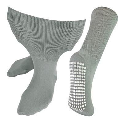 Extra breite Ödemsocken mit rutschfesten Griffen | Dr.Socks | Herren & Damen | Bambus Pantoffelsocken mit Grippern für geschwollene Beine Knöchel & Füße - Grau Image