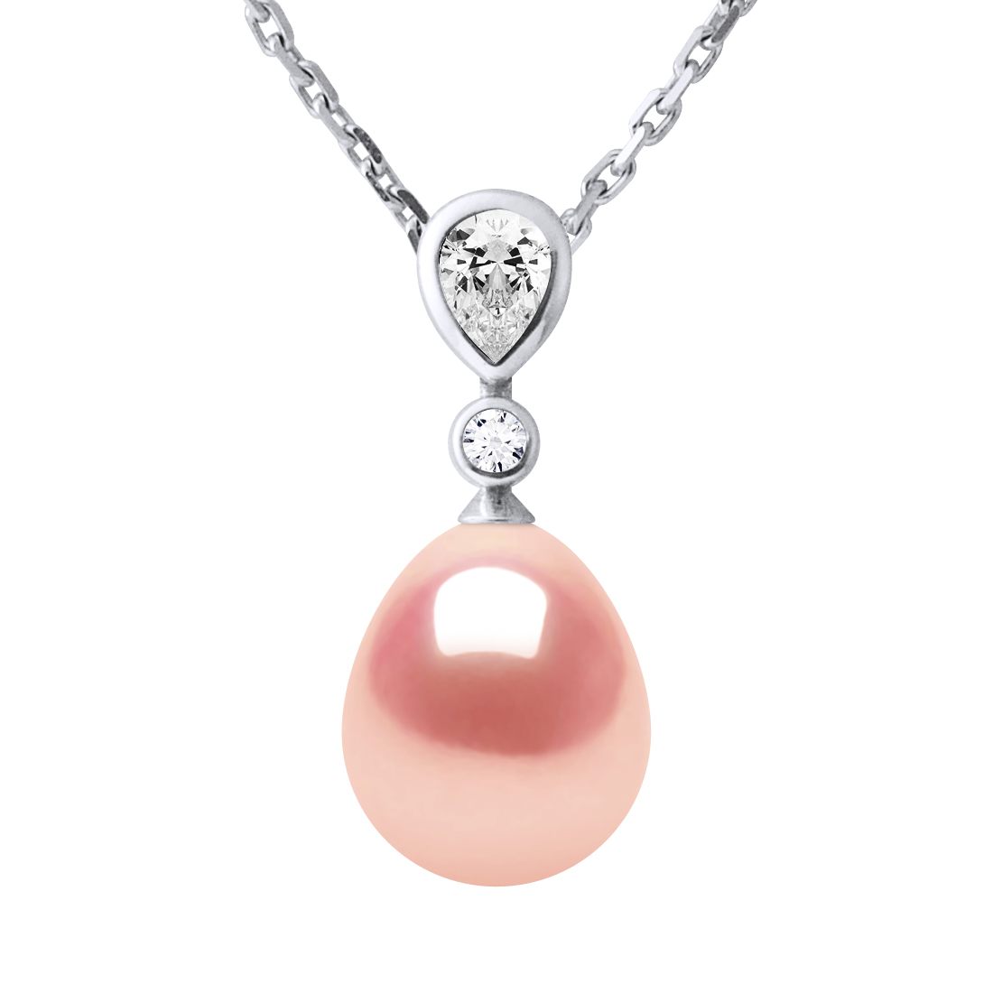DROP Halskette Süßwasserperlen-Schmuck 9-10 mm Rosa 925 Image