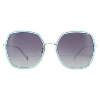 Polaroid Square Womens Azure Grey Gradient Polarise Lunettes de soleil