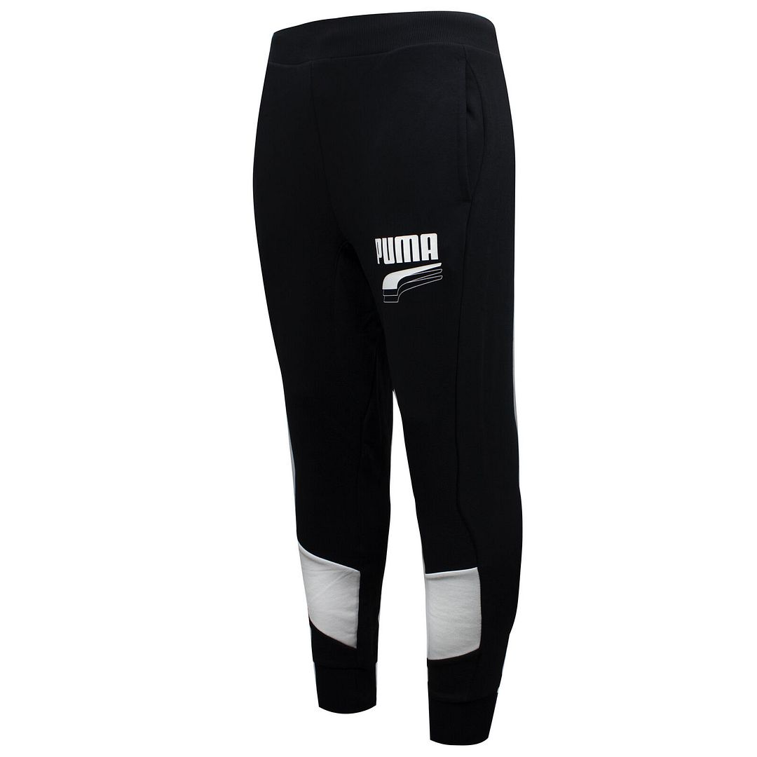 Puma Rebel Block Stretch Taille Bottoms Schwarze weiße Herrenhosen 582742 01 Image