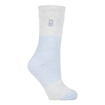 Wärmehalter - Damen Thermosocken für den Winter | Outdoor & Indoor Socken | Kuschelig & Flauschig | Geschenke für Frauen - Puderblau / Silber (Catania) Image