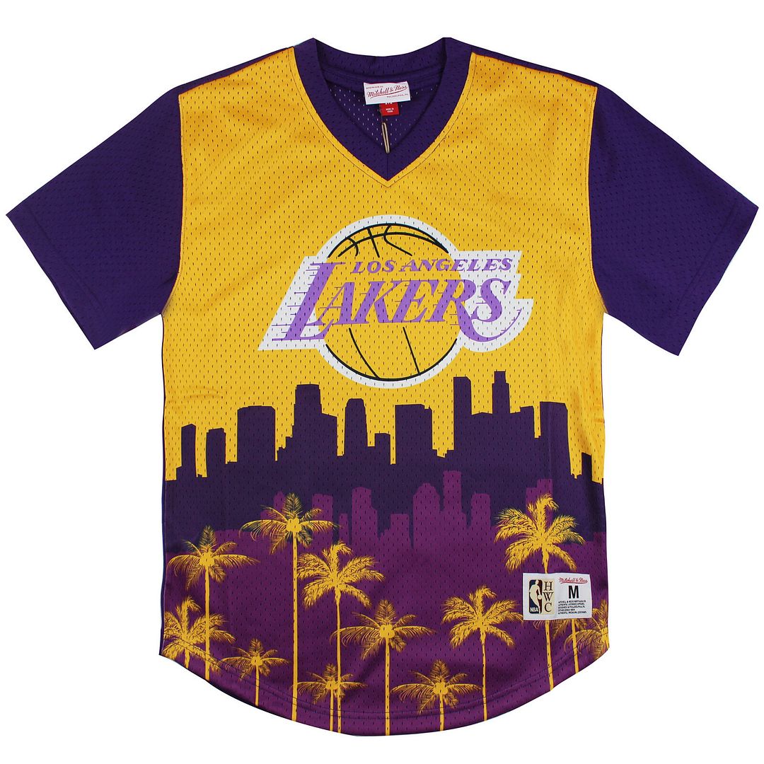 Mitchell & Ness Los Angeles Lakers gewinnen kurzes Mesh-Mens-T-Shirt Image