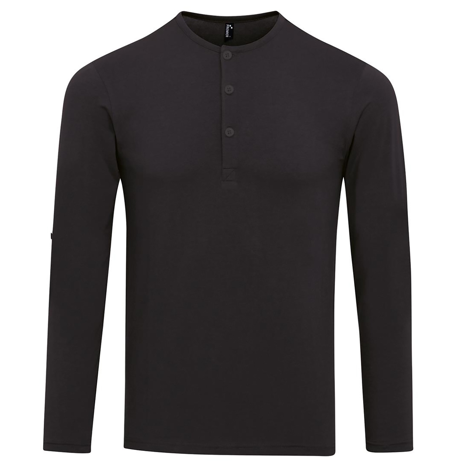 Premier Mens Long John Roll Sleeve Tee (Schwarz) Image