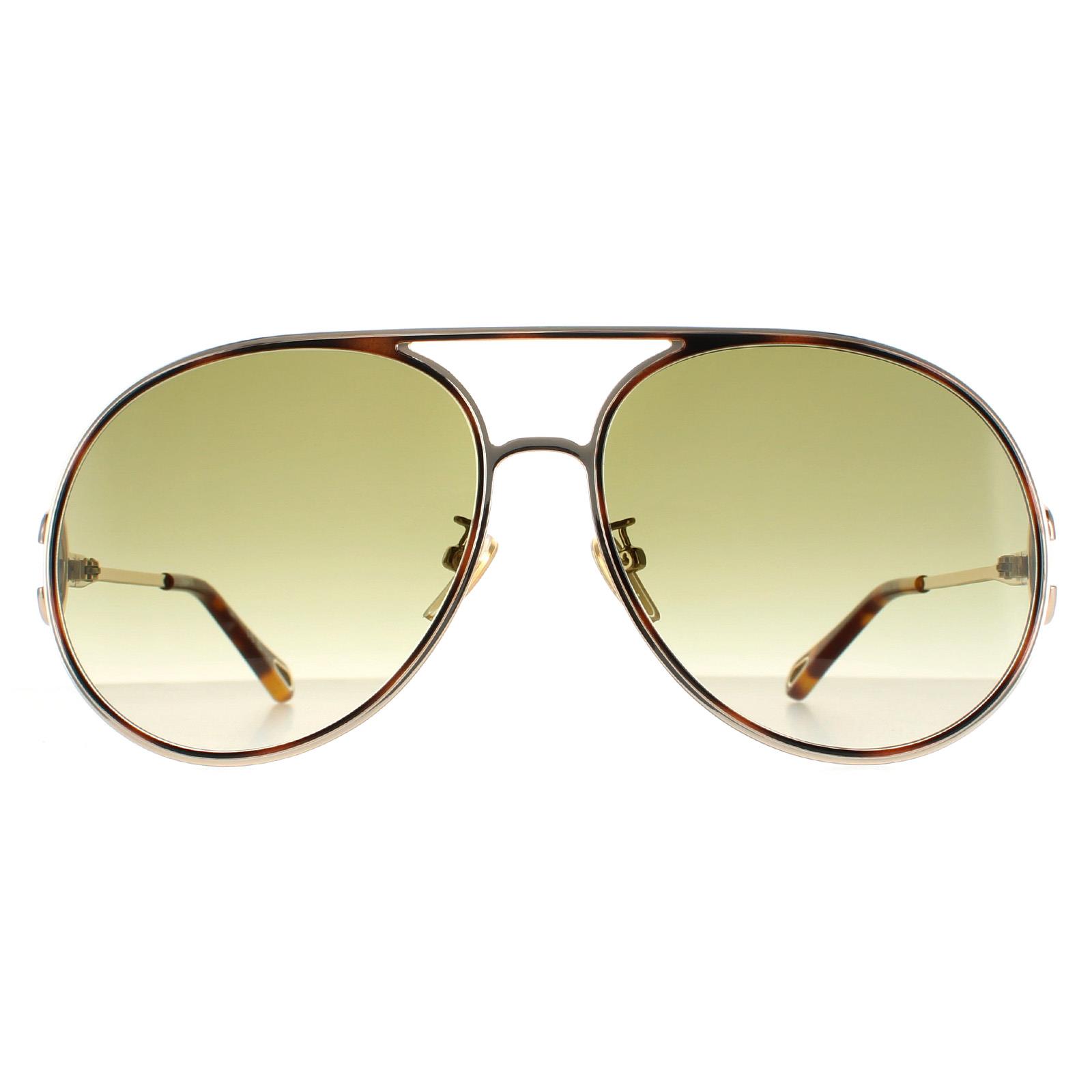 Chloe Aviator Womens Gold Blau Braun Gradient Sonnenbrille Image
