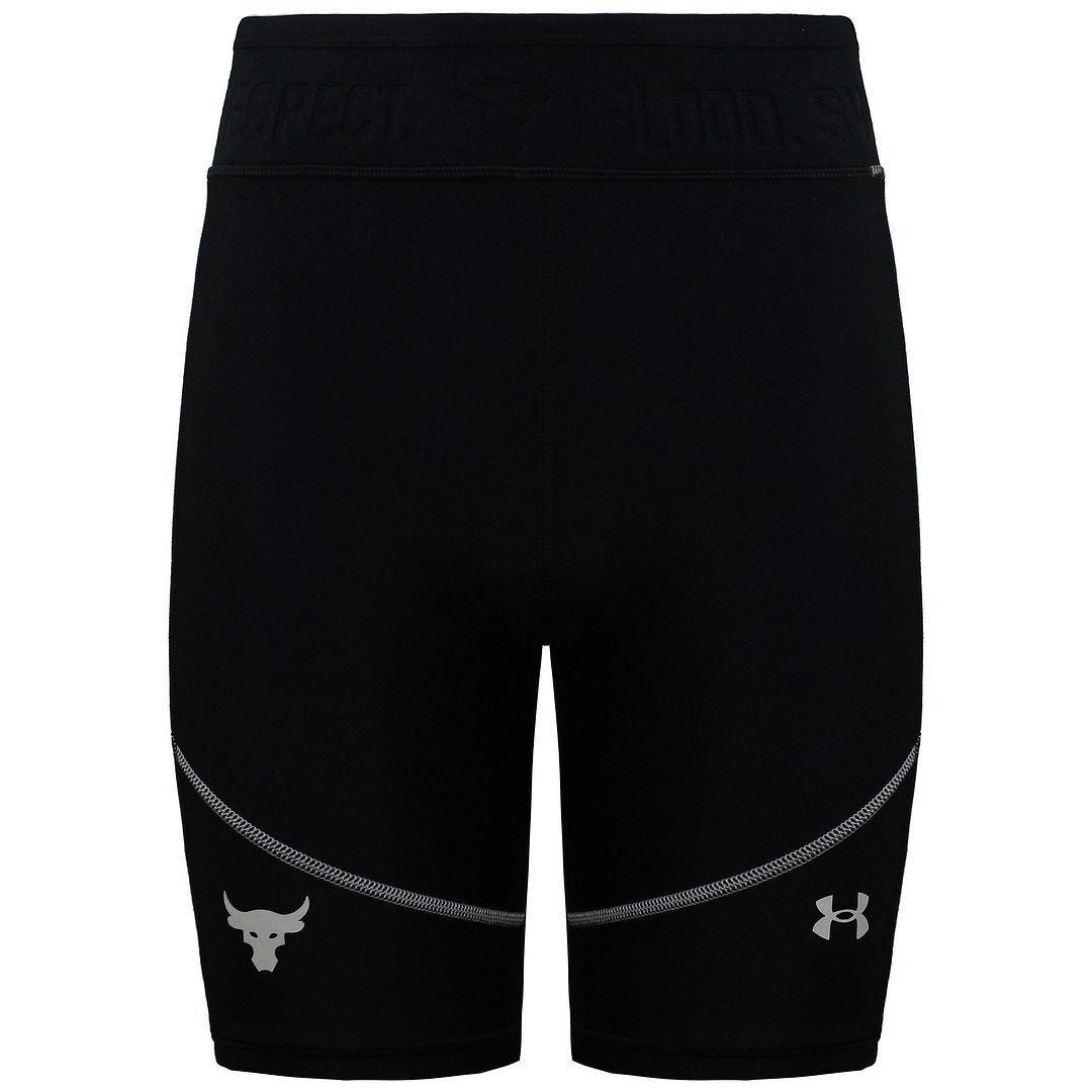 Under Armor Project Rock Heatgear Black/Beige Womens Bike Shorts 1366005 001 Image