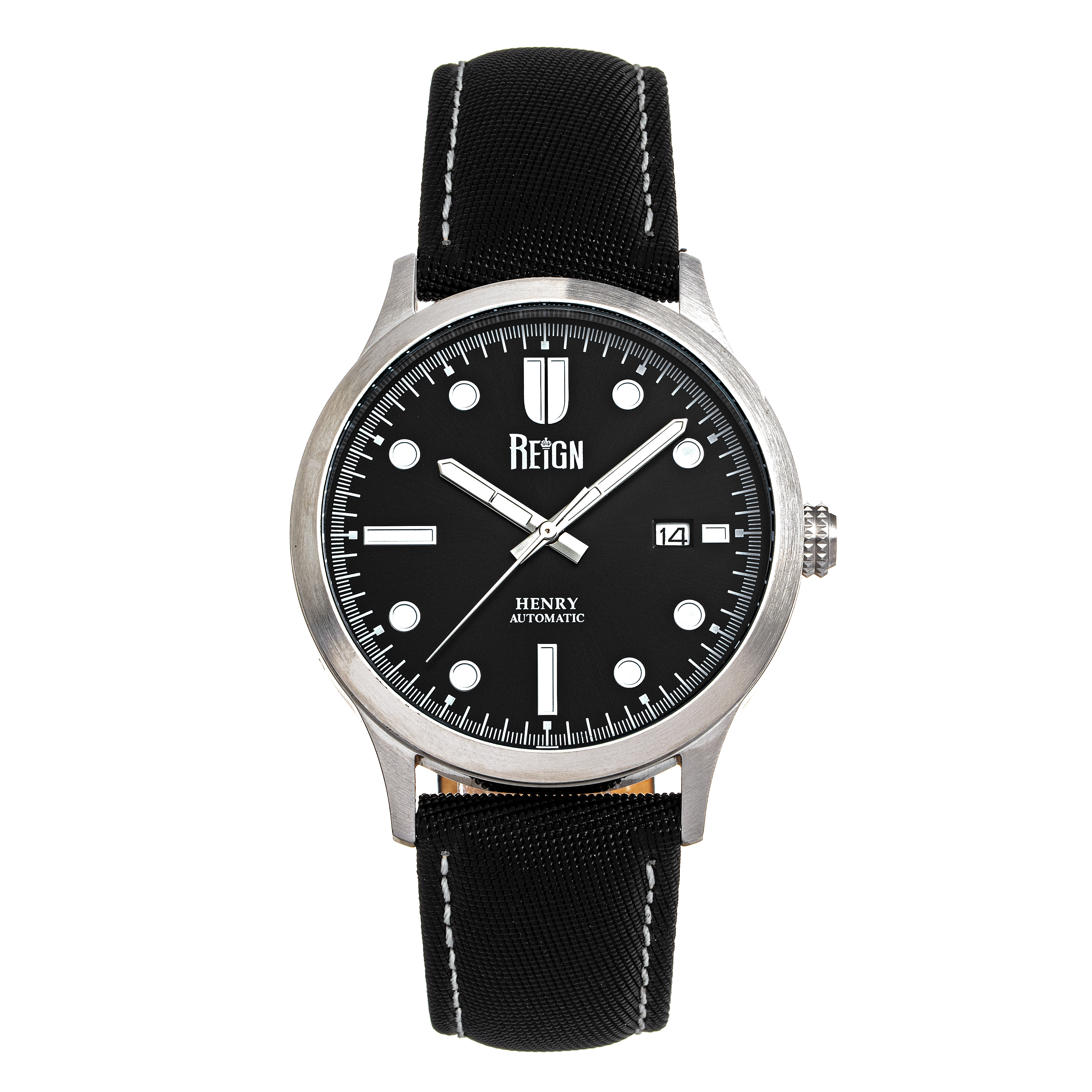 Reign Henry Automatikuhr mit leinenüberzogenem Lederarmband und Datum Image