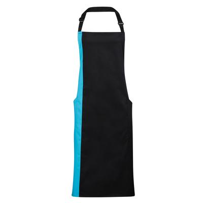Premier Unisex-Kontrast-Latzschürze (Schwarz/Türkis) Image