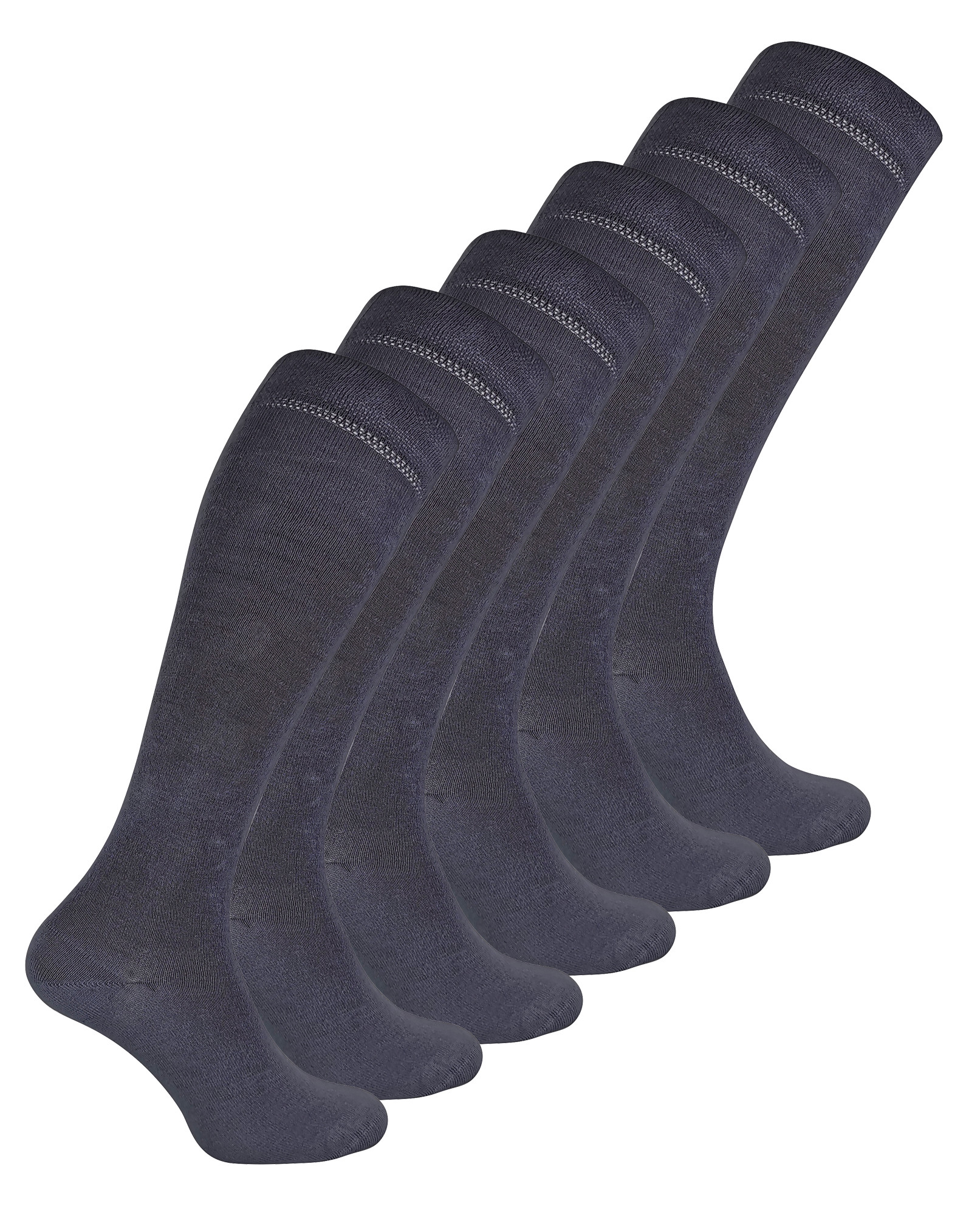 6 Paar Damen lange Bambus-Socken | Damen Kniestrümpfe - Grau Image