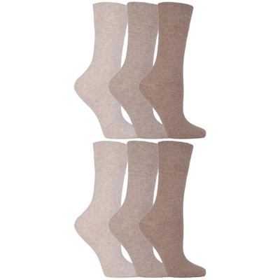 Gentle Grip - 6 Paar Damen Diabetiker-Socken mit Honigkamm-Oberteil und handgekettelten Zehennähten - Beige Image