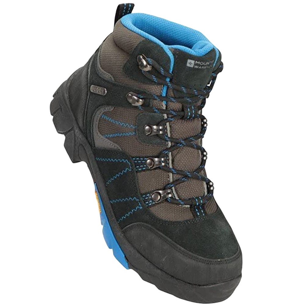Mountain Warehouse Kinder/Kinder Edinburgh Wasserdichte Wildleder Wanderschuhe (Blau/Braun/Schwarz) Image