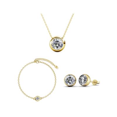 Set Mond und Geburtsstein - Gold und Kristall