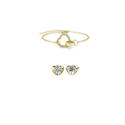 Simply Love Verschlossenes Herz Set - Gold und Kristall