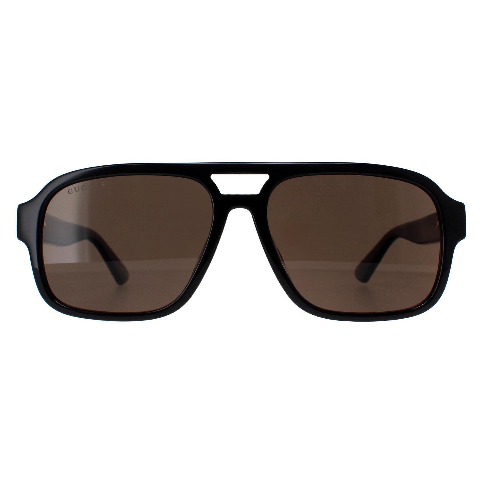 Gucci Aviator Herren Schwarz Braun Polarisiert GG1342S Image