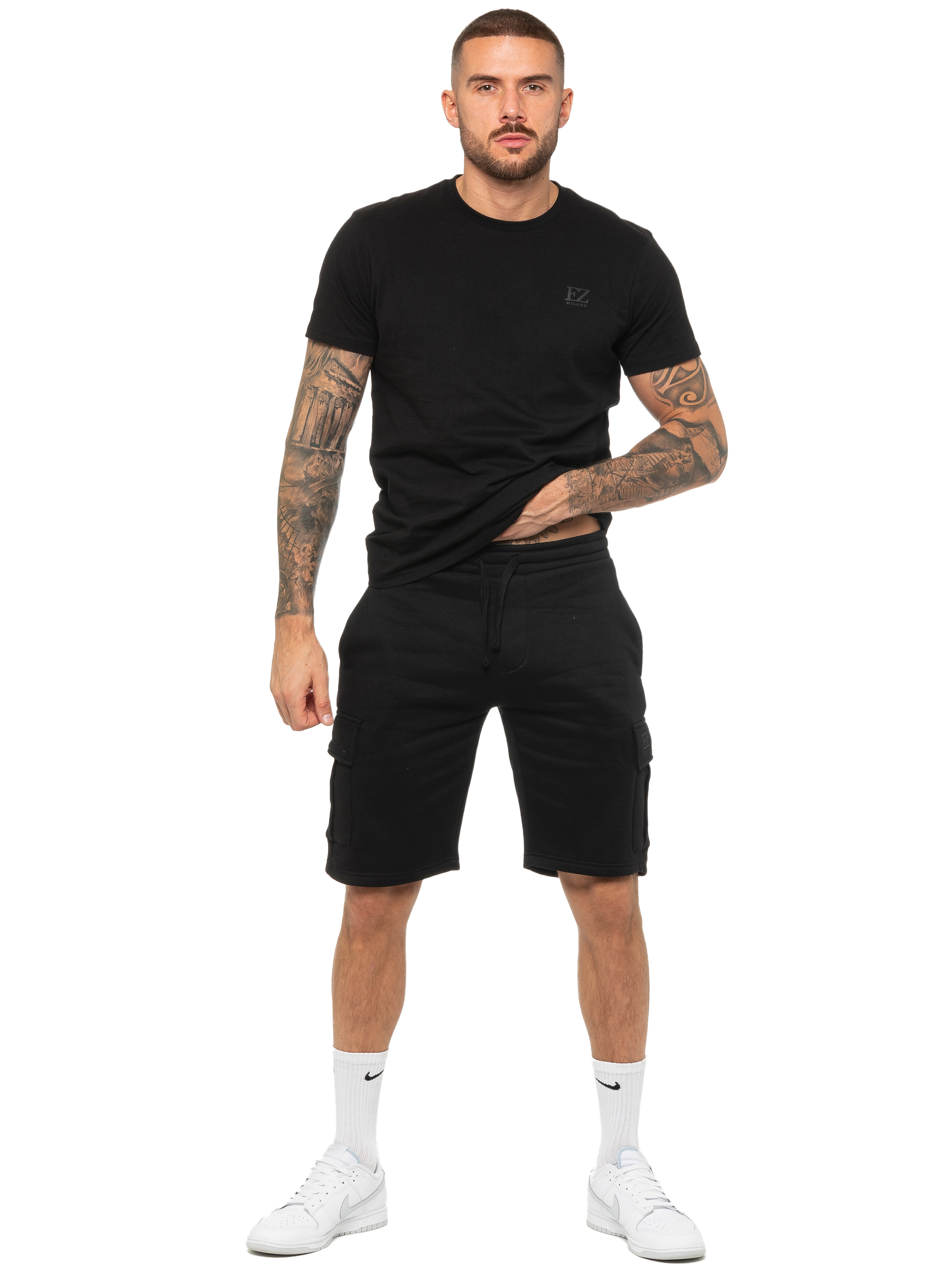 Enzo | Herren T-Shirt Trainingsanzug mit Shorts Set - Schwarz Image