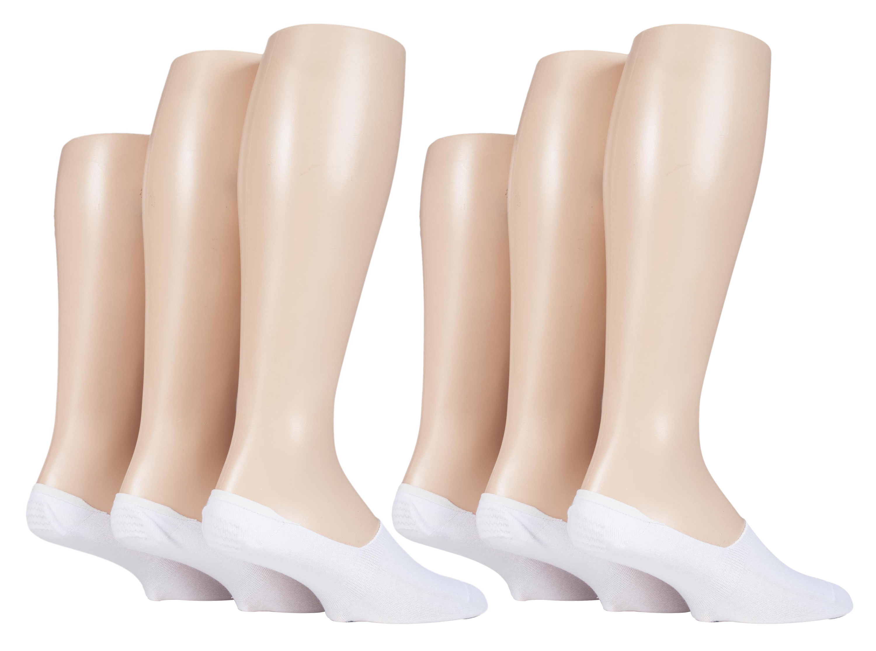 Gentle Grip - Mens 6 Pair Multipack Unsichtbare No Show Silikon Grip Soft Touch - Weiß