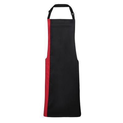 Premier Unisex-Kontrast-Latzschürze (schwarz/rot) Image