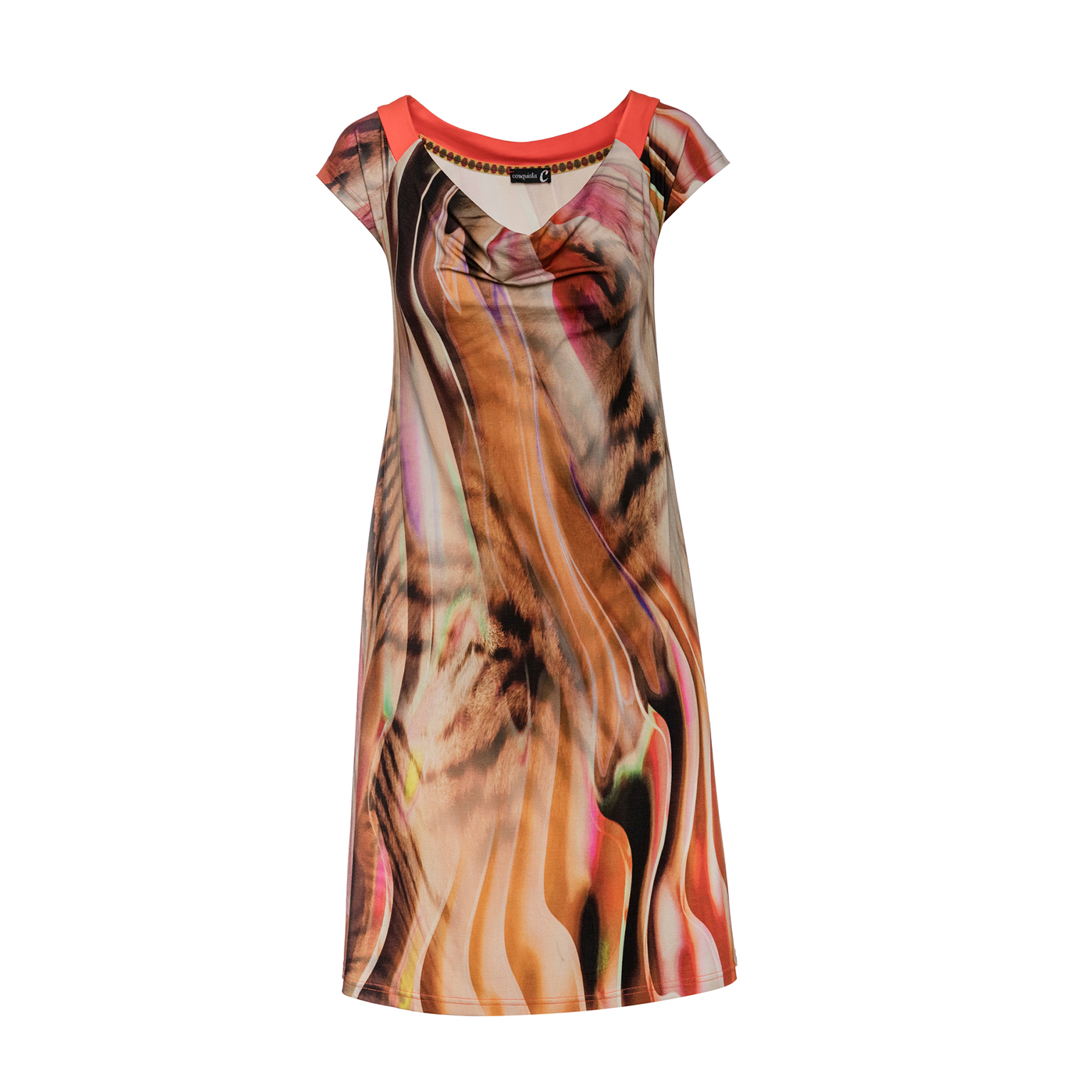 Drapierter Ausschnitt A Line Print Kleid Image