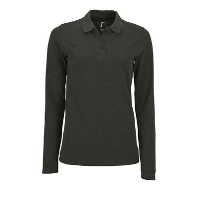 SOLS Womens/Ladies Perfect Long Sleeve Pique Polo Shirt (Charcoal Marl) Image