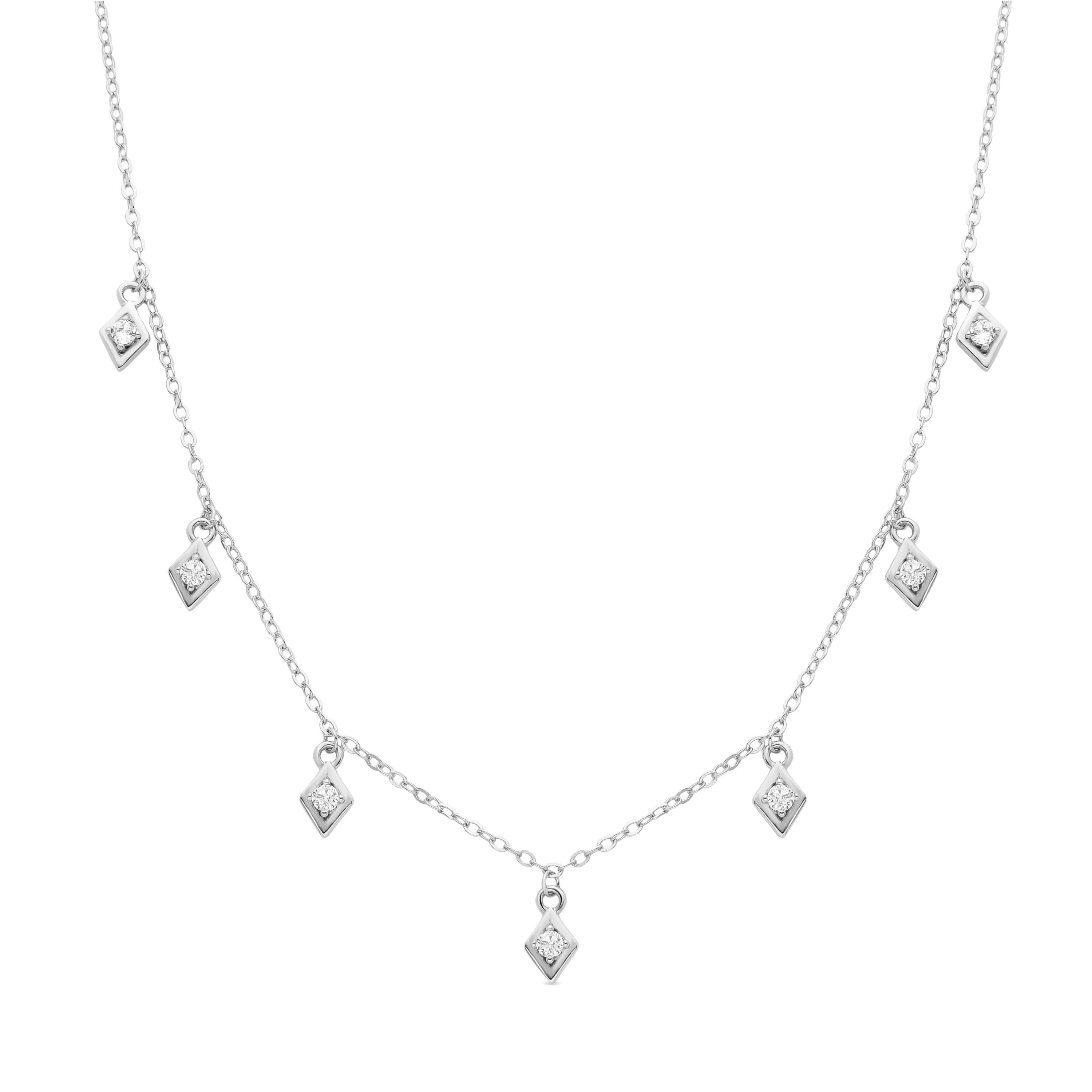 Luxenter Rhodium plattierte Brillant Zirkonia Halskette - Yak Image