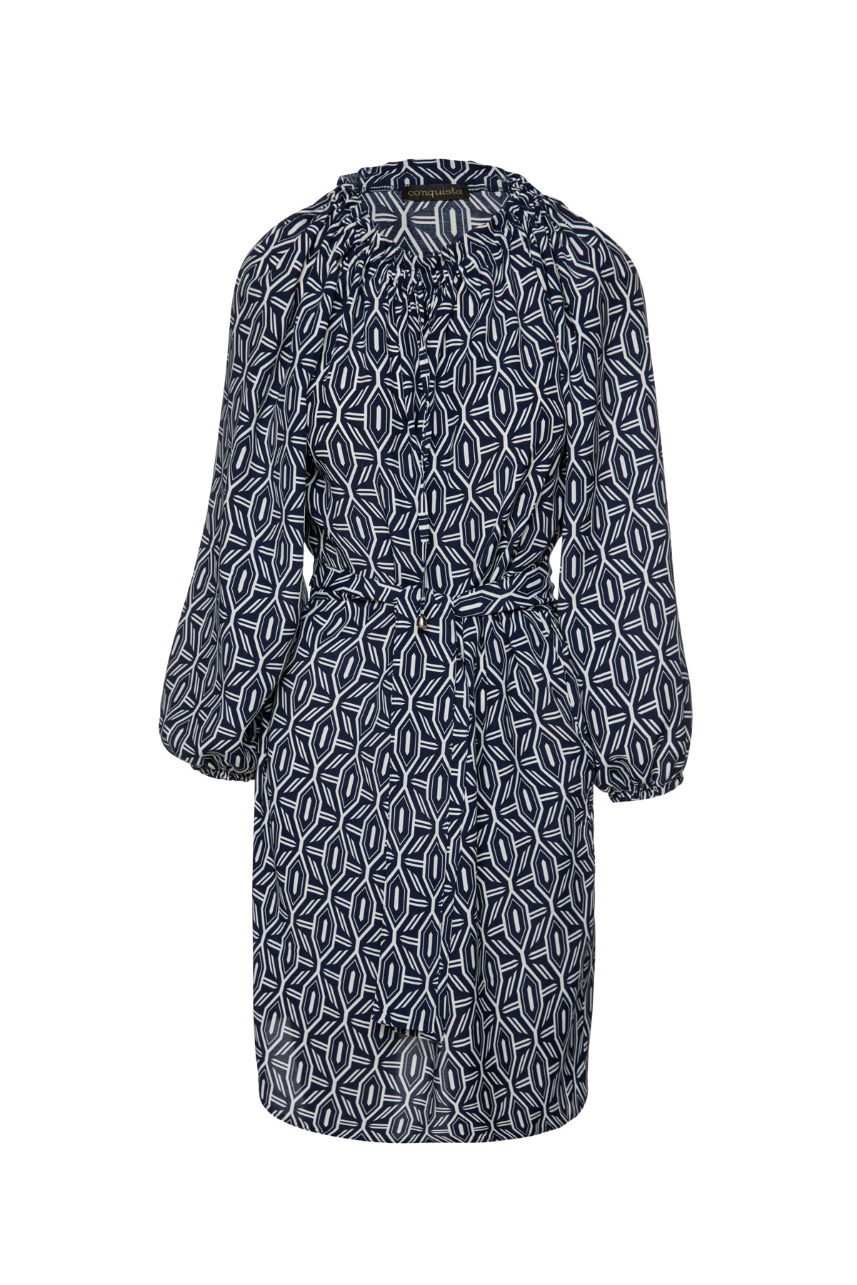 Print-Kleid mit Gürtel und Taschen Image