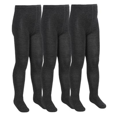 3 Paar Multipack Mädchen Bambus-Schulstrumpfhosen | Sock Snob | Footed Soft Plain Strumpfhosen in Schwarz, Grau, Weiß, Marineblau - Grau Image