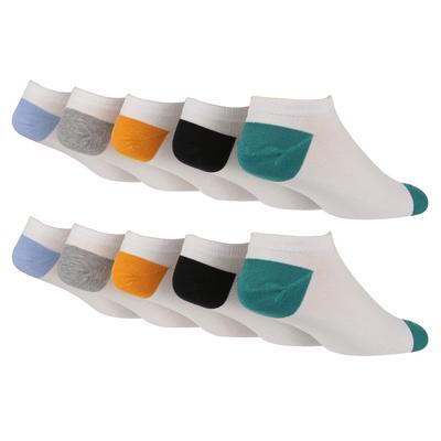 10 Pack Herren Bambus Trainer Socken | Wildfeet | Anti-Rutsch Low Cut Sport Socken - Weiß / Multi 2 H&T Image