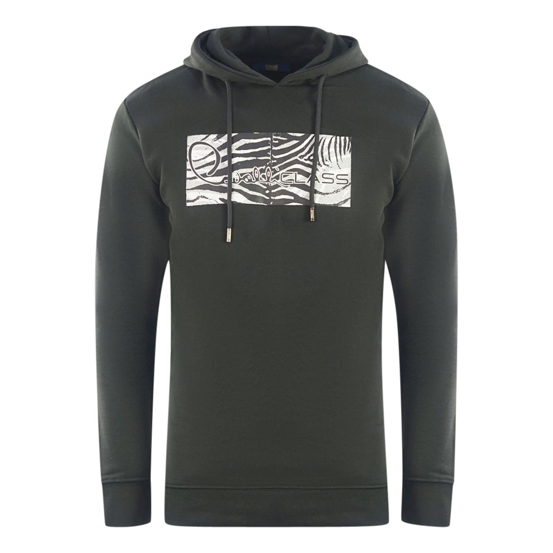 Cavalli Class Zebra-Print-Logo Schwarzer Hoodie Image