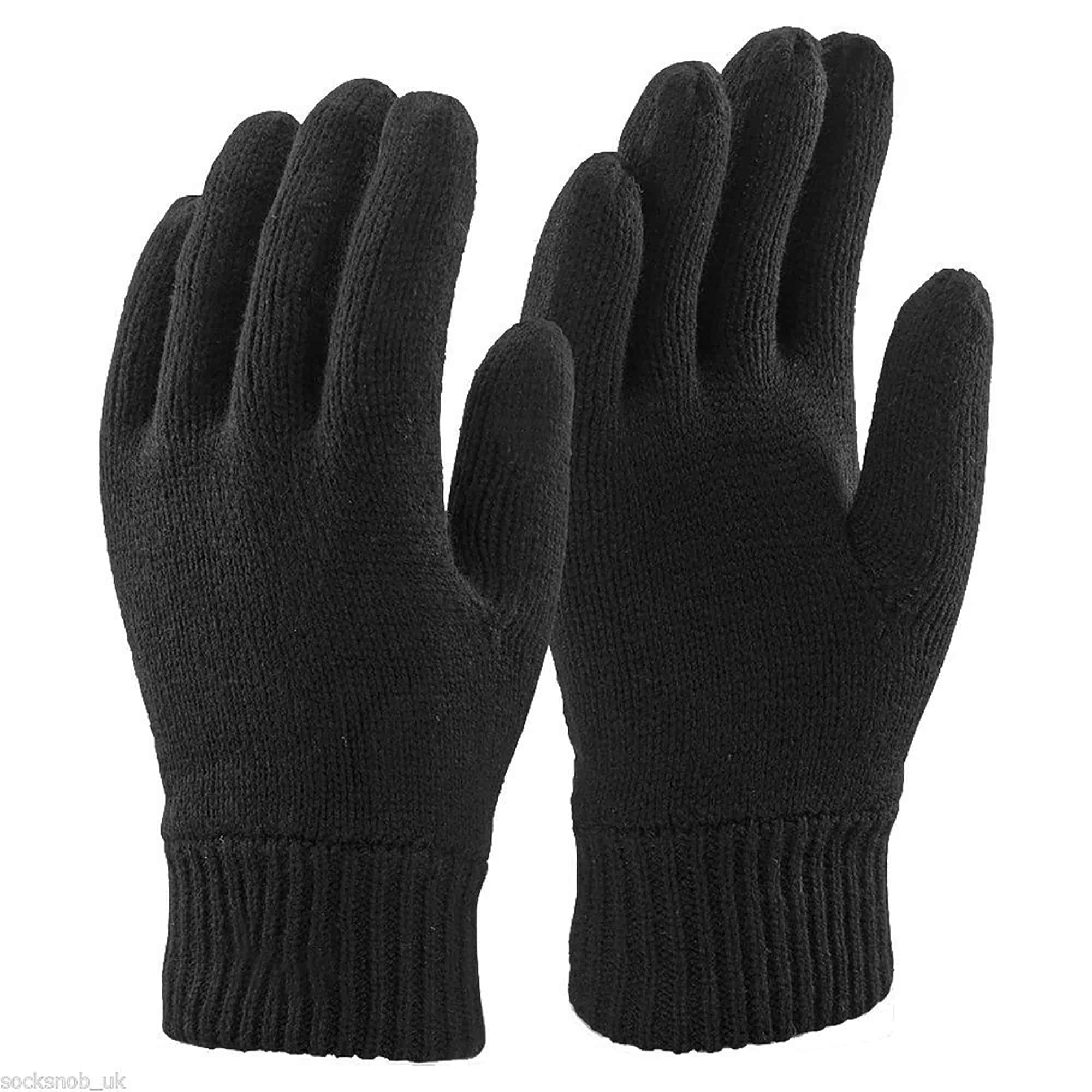 Herren 3M Schwarz Thinsulate Thermal gefüttert Winterhandschuhe Image