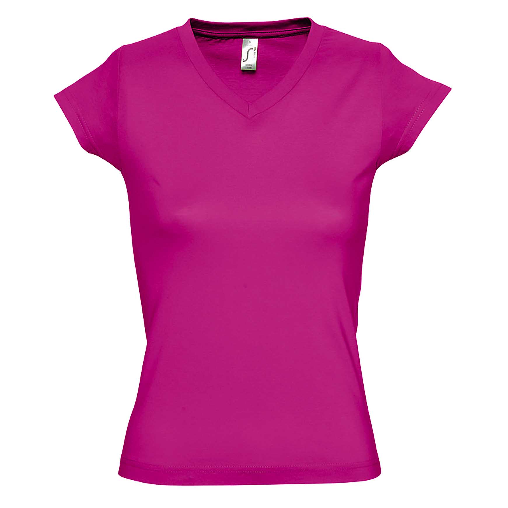 SOLs Damen/Damen Moon V-Ausschnitt T-Shirt mit kurzen Ärmeln (Fuchsia) Image